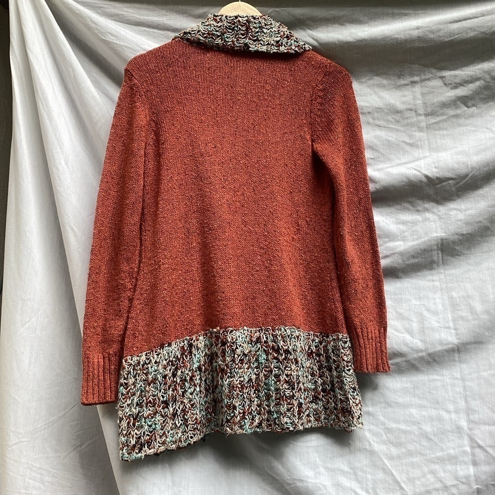 Ponsesa orange bohemian cardigan sweater, size small - Picture 7 of 8
